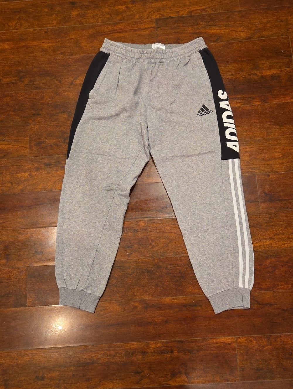 adidas Gray & Black Jogger Sweatpants with White Stripes